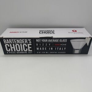 Borgonovo Bartenders Choice 4 Piece Set 8oz Cocktail Glasses Made in Italy